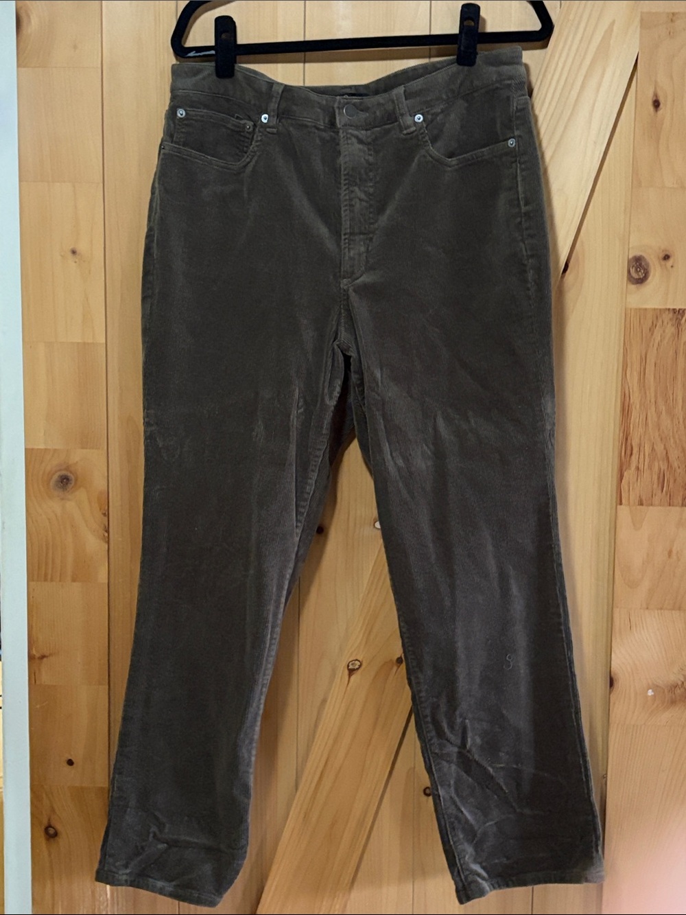 Quince Olive Corduroy Pants - Classic Straight Fit, Size 14